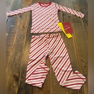 Kickee Pants size 3T or 4T Christmas candy cane stripe long sleeve pajamas set